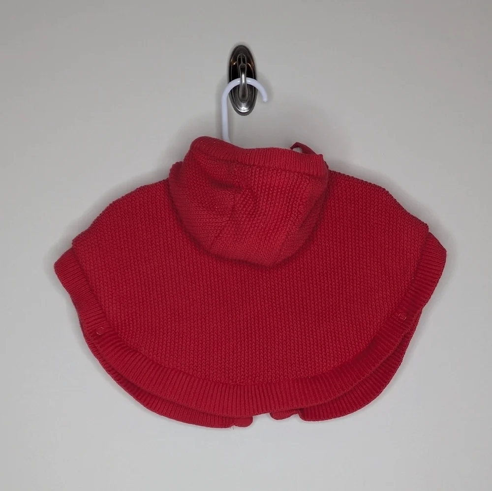 Carter's Red Fleece Lined Hooded Cape Sweater 3m